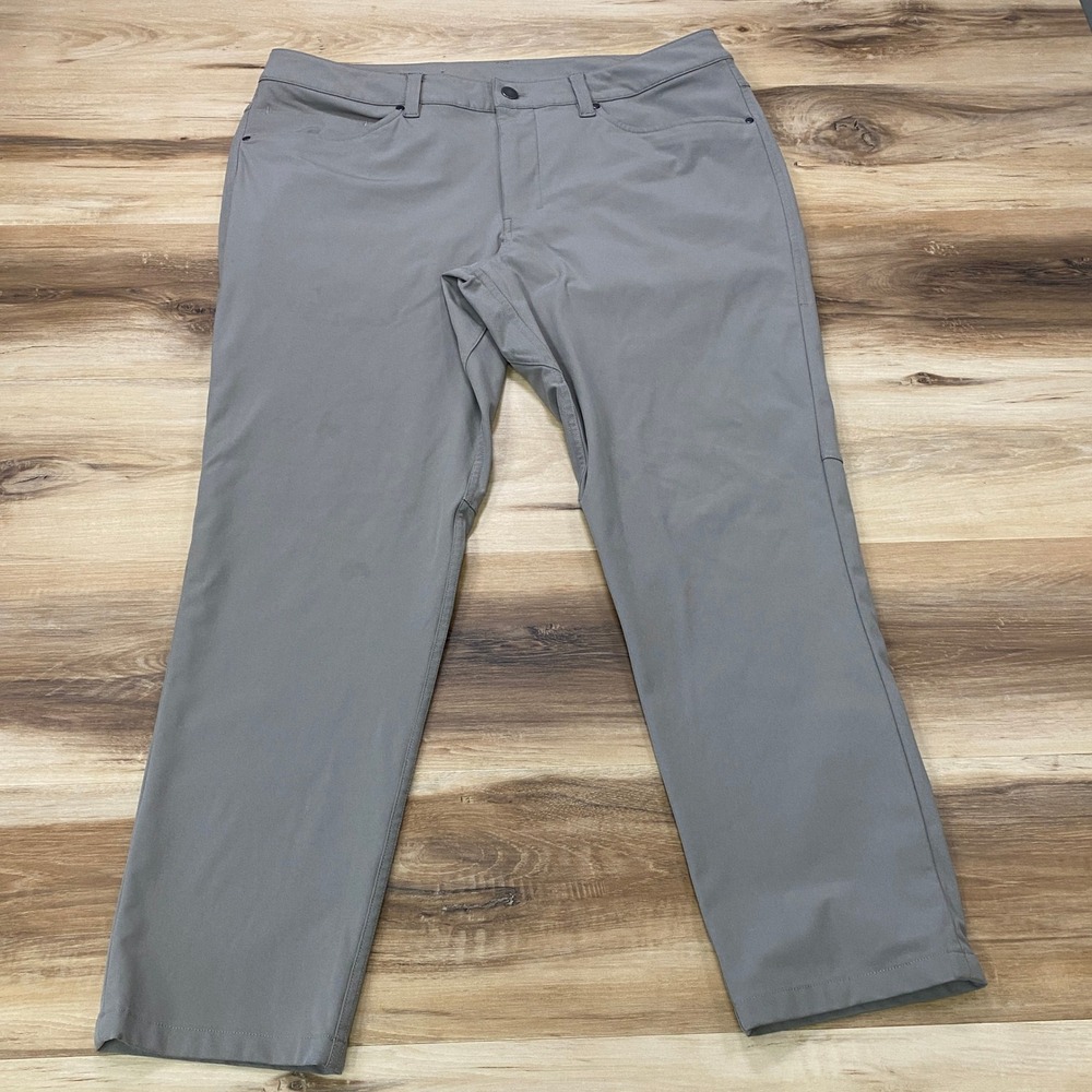 Lululemon ABC Pant Slim 34 Warpstreme 5 Pocket Tech Trousers Grey 27 Inseam